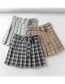 Fashion Green Plaid Printed Pleated Skirt With Belt