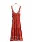Fashion Red Printed Ruffled Dress