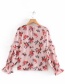 Fashion Pink Ruffled Flower Print Shirt
