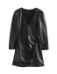 Fashion Black Laminated Faux Leather V-neck Dress