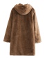 Fashion Brown Long Coat In Faux Fur