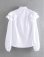 Fashion White Ruffled Poplin Single-breasted Shirt