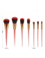 Fashion Black Red 7 Sticks Of Granule Rubber Handle Makeup Brush