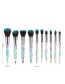 Fashion Blue Black 10 Sticks Shaped Crystal Handle Makeup Brush