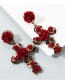 Fashion Black Rose Flower Cross Earrings