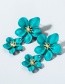 Fashion Dark Green Alloy Geometric Flower Earrings