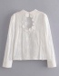 Fashion White Three-dimensional Embroidery Daisies Lace Openwork Shirt