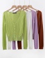 Fashion Coffee Color Stranded Crocheted Knit Short V-neck Single-breasted Cardigan