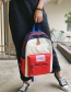 Fashion Red Contrast Stitching Labeling Backpack