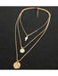 Fashion Gold Metal Multilayer Cross Necklace