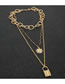 Fashion Gold Sun Flower Smiley Lock Chain Multi-layer Necklace