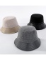 Fashion Gray Woolen Leather Stitching Fisherman Hat