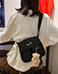 Fashion Black Embroidered Planet Canvas Cartoon Bear Crossbody Shoulder Bag