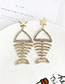 Fashion Gold Alloy Studded Fish Bone Earrings
