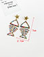 Fashion Colored Gold Alloy Studded Fish Bone Earrings