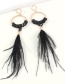 Fashion White Alloy Rice Beads Feather Earrings