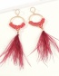 Fashion Gray-blue Alloy Rice Beads Feather Earrings