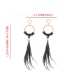 Fashion Gray-blue Alloy Rice Beads Feather Earrings