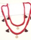 Fashion Red Alloy Rice Beads Tassel Necklace