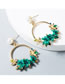 Fashion Green Flower Soft Clay Pearl Stud Earrings