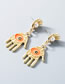 Fashion Orange Multilayer Alloy Palm Drops Eyes With Pearl Earrings