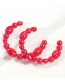 Fashion Color System (red) Alloy Pearl C-shaped Earrings