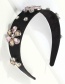 Fashion Black Alloy Rhinestone Flower Headband