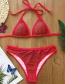 Fashion Red Bright Silk Stitching Split Swimsuit