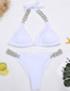Fashion White Diamond-shaped Split Swimsuit