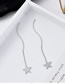 Fashion Silver Pentagram Tassel Chain Stud Earrings