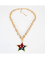 Fashion Gold Pentagram Earrings Necklace Set
