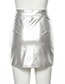 Fashion Silver High Waist Zip Skirt