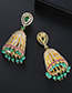 Fashion 18k Openwork Copper Inlaid Zircon Tassel Earrings