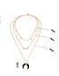 Fashion Gold Diamond Crescent Horn Multi-layer Necklace