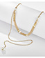 Fashion Gold Arrow Fish Bone Leaf Pearl Necklace