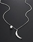 Fashion Silver Zircon  Silver Moon Necklace