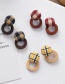 Fashion Red Checkered Wooden Earrings