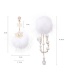 Fashion Gold  Silver Needle Pearl Snowflake Ball Asymmetric Earrings