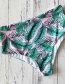 Fashion Green Ruffled Print Off-shoulder Tube Top Swimsuit
