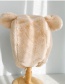 Fashion Bear Ear Leather Rope Head Cap Camel Bear Ear Earmuffs Plush Cap