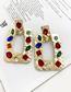 Fashion Gold Alloy Studded Square Earrings