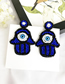 Fashion Blue Alloy Rice Beads Palm Ear Studs