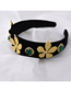 Fashion Black Leaf Gold Velvet Crystal Thick Sponge Headband