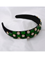 Fashion Green Rhinestone Toothed Anti-skid Imitation Pearl Headband