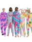 Fashion Rainbow Sky Marathon Animal Cartoon Flannel One-piece Pajamas For Children