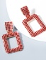 Fashion Red Diamond Geometric Square Earrings