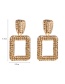 Fashion Champagne Gold Diamond Geometric Square Earrings