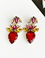 Fashion Rose Red Alloy Diamond Drop Shape Earrings