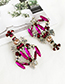 Fashion Red Wine Alloy-studded Asymmetric Crayfish Earrings