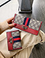 Fashion Short Red Contrast 3 Fold Long Wallet